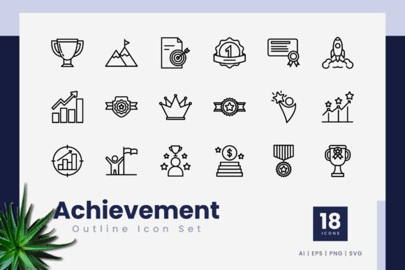 Achievement Outline Icons: The Vector Icon Set for Modern Projects