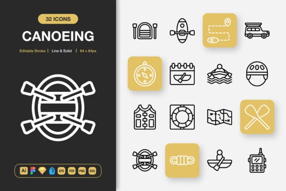 Canoeing Icons: A Versatile Toolkit for Modern Visual Communication