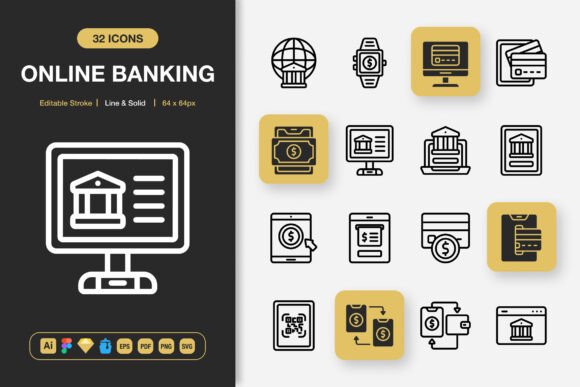 Essential Online Banking Icons for Modern Digital Projects