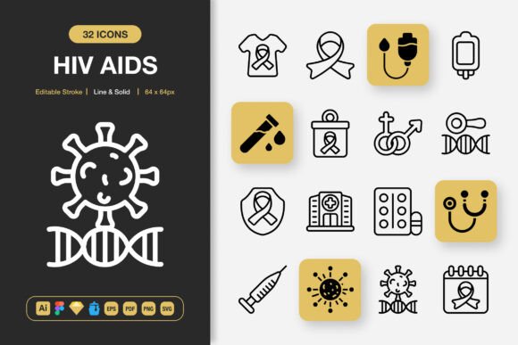HIV and AIDS Awareness Icons: A Visual Asset Collection