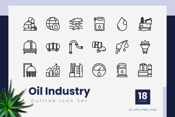 Oil Industry Outline Icons: A Clear, Professional Visual Asset