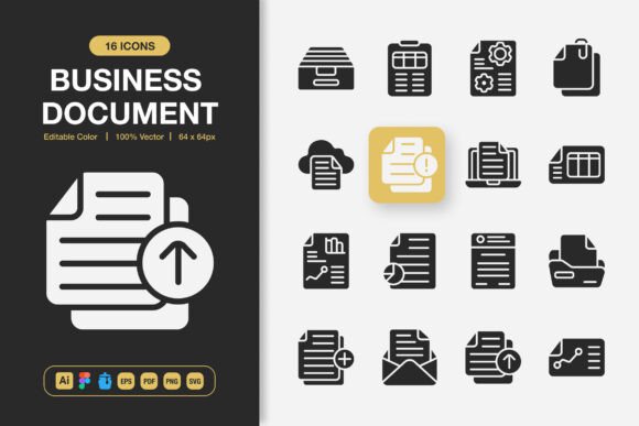 Premium Business Document Solid Icons