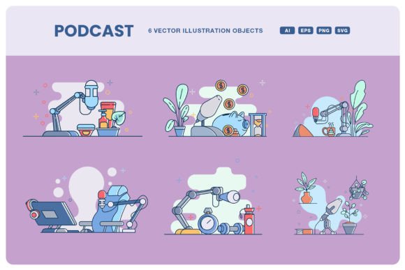 Understanding the Bold Lined Podcast Illustration Set