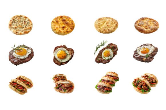 Unlocking Creative Potential with the Collage of Tasty Toasts with Boiled Eggs Illustration Set